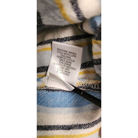 Fever Womens Wide Leg Paperbag Elastic Waist Multicor Blue Stripe Pants Size L - Picture 4 of 5